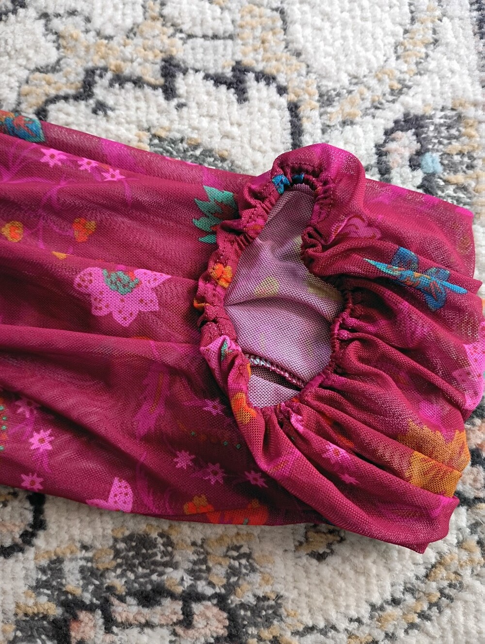 Free People Raspberry-Pink Floral Mesh Top - Picture 4 of 6